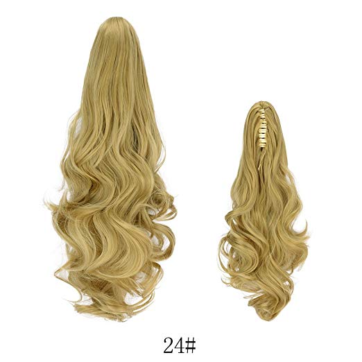20〞Claw Ponytail Clip in Hair Extensions Hairpiece Synthetic Light Curly Soft Silky Nature Looking Heat-Resisting Different Colors for Women Fashion and Beauty-24#